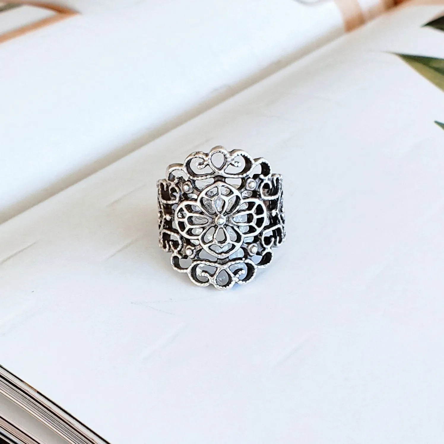 Anatolian Boho Ring - "Filigree Flower"