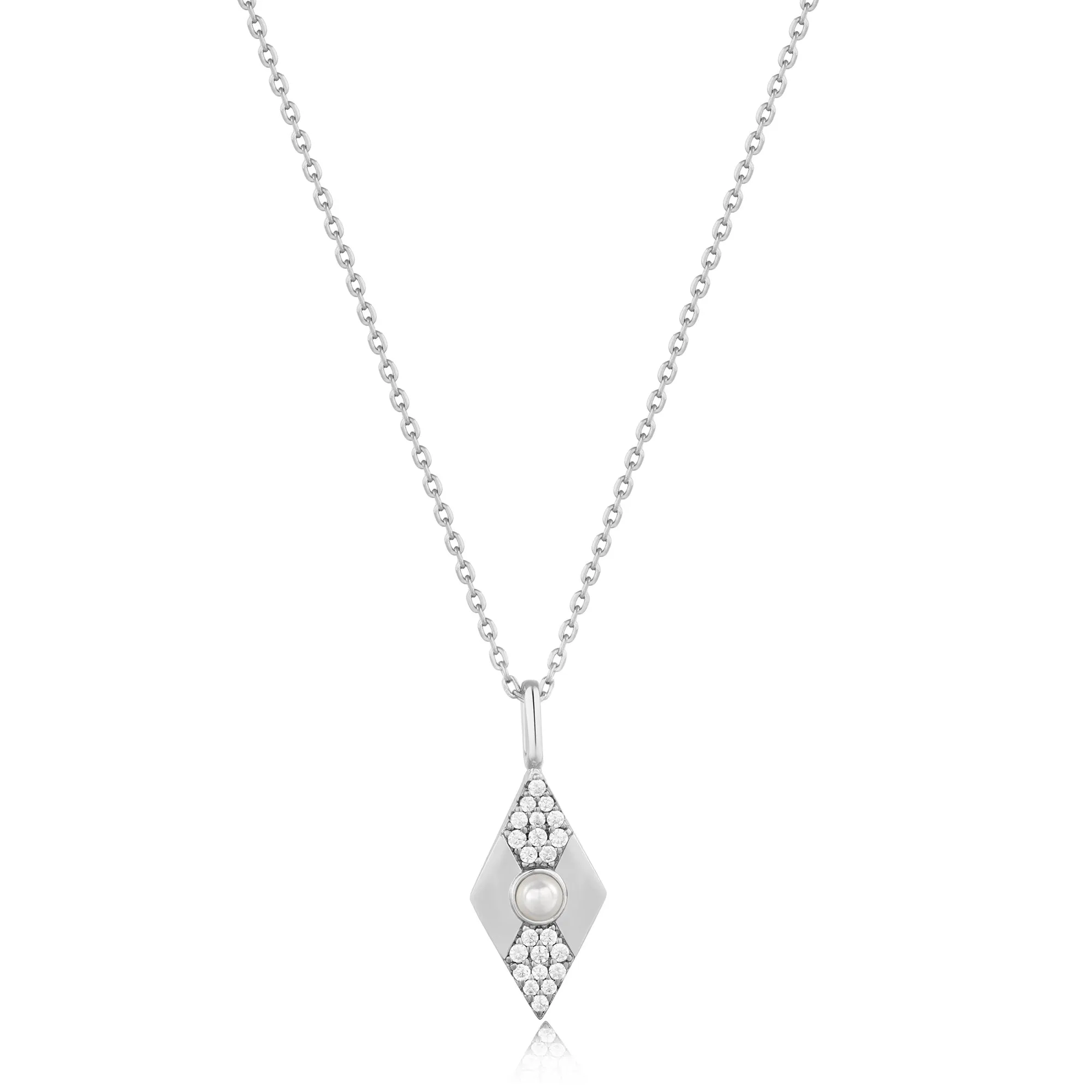 Ania Haie Silver Pearl Geometric Pendant Necklace N054-03H