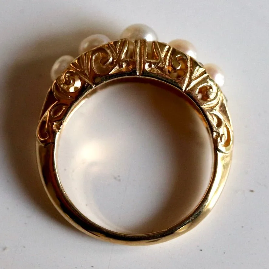 Anjou 14k Gold, Pearl and Diamond Ring