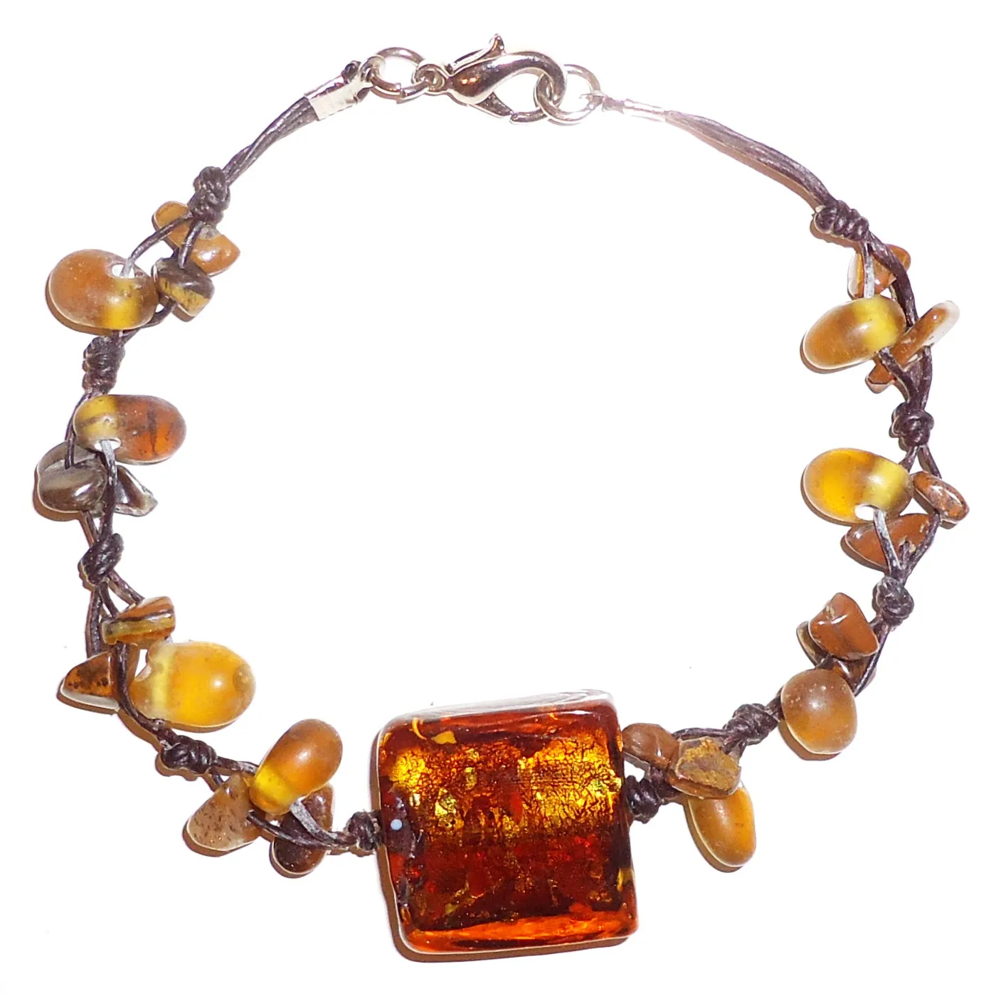 Art Glass & Stone Bracelet - Amber