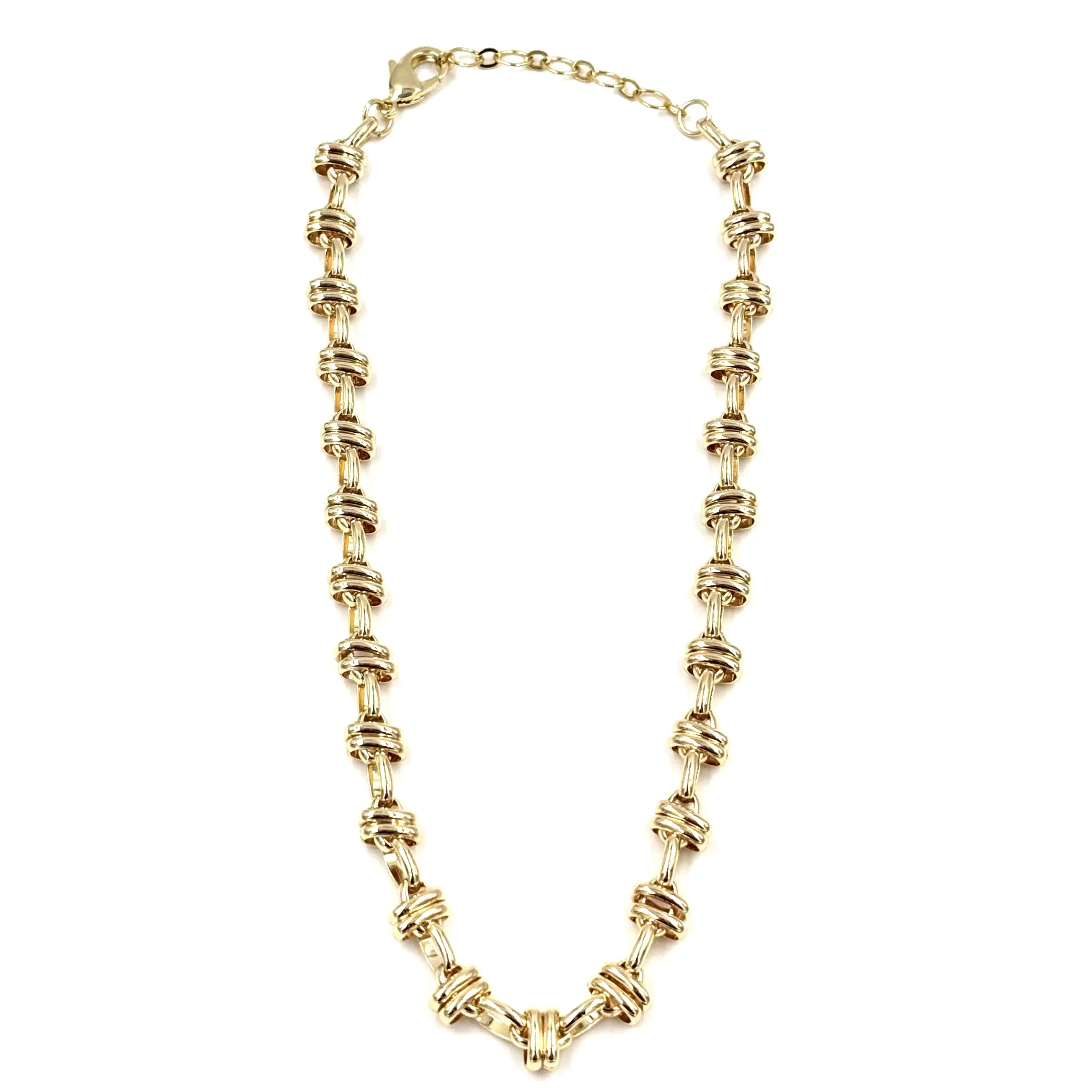 Ashley Gold Stainless Steel Gold Plated Stacked Chain Chunky Necklace