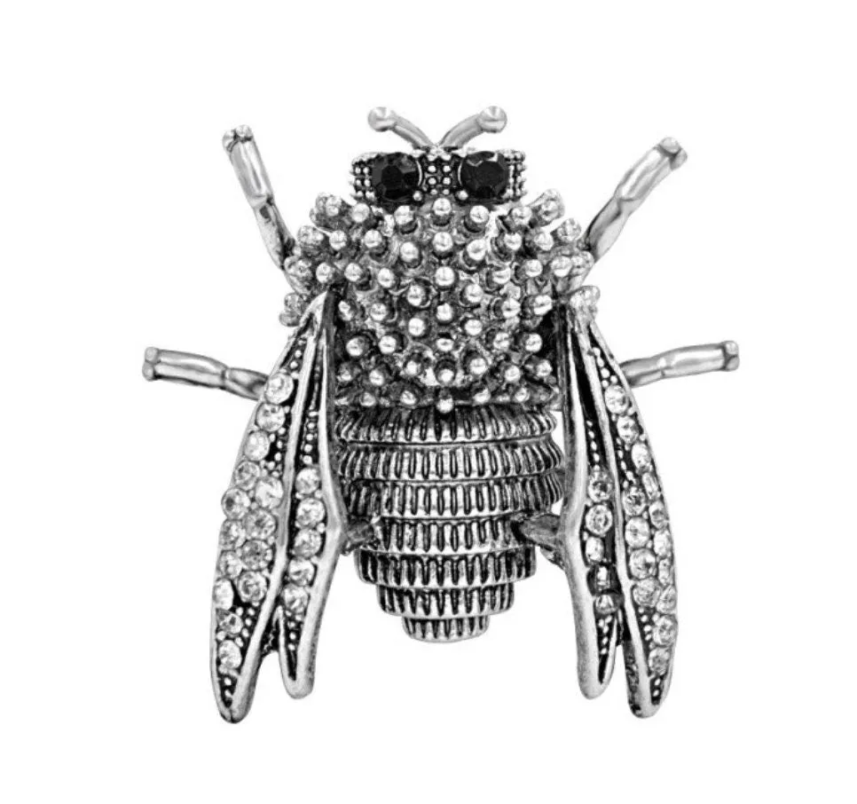 Bee brooch vintage look silver gold plated suit coat broach collar new pin ggg36