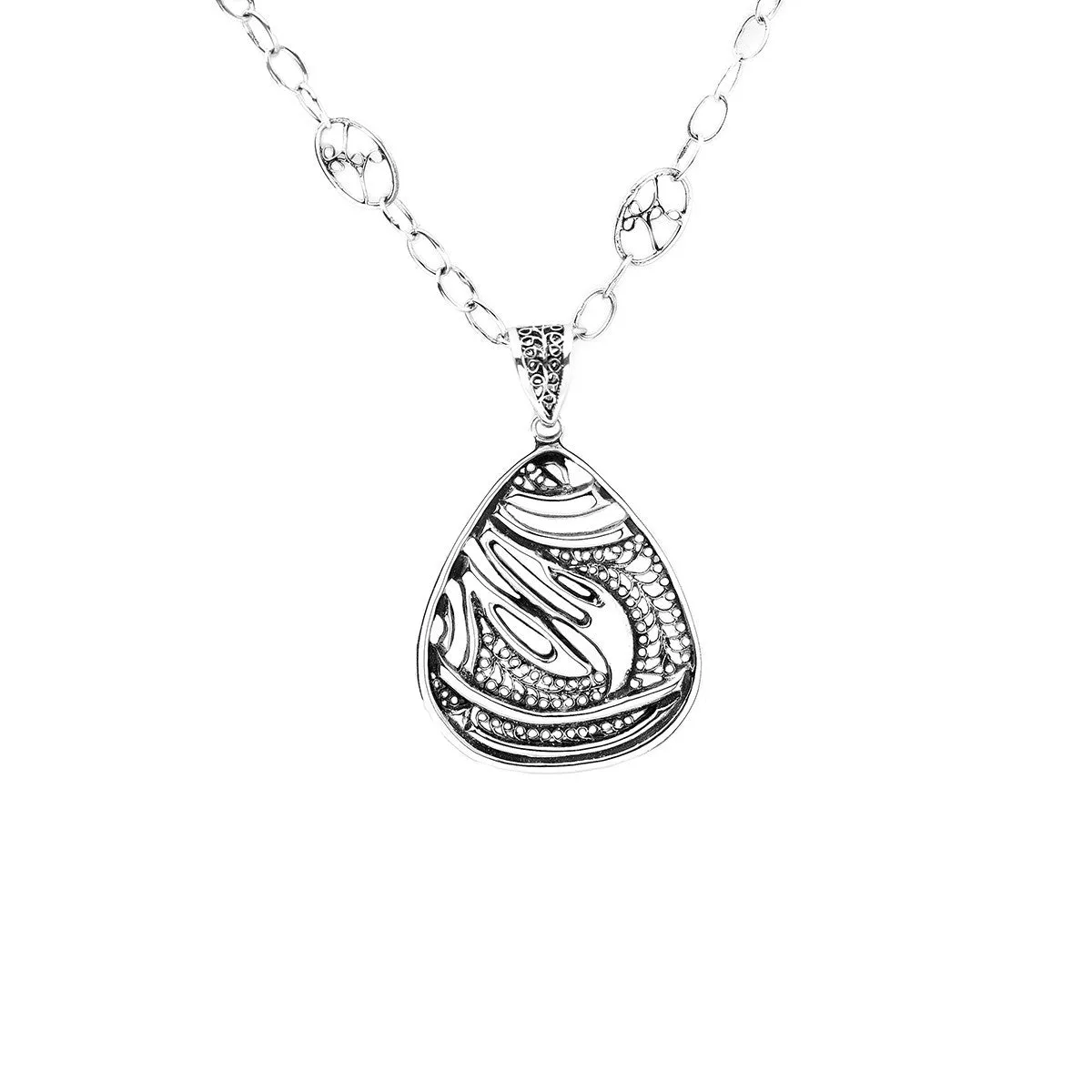 Belle Nouveau Teardrop Sterling Silver Necklace