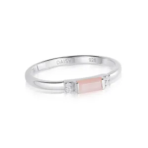 Beloved Fine Pink Opal Band Ring Sterling Silver