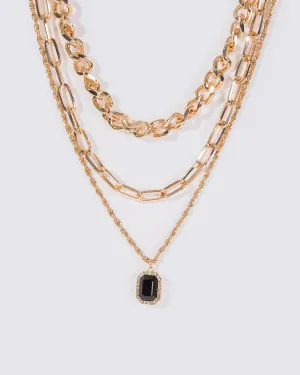 Black Chunky Chain Layer Necklace