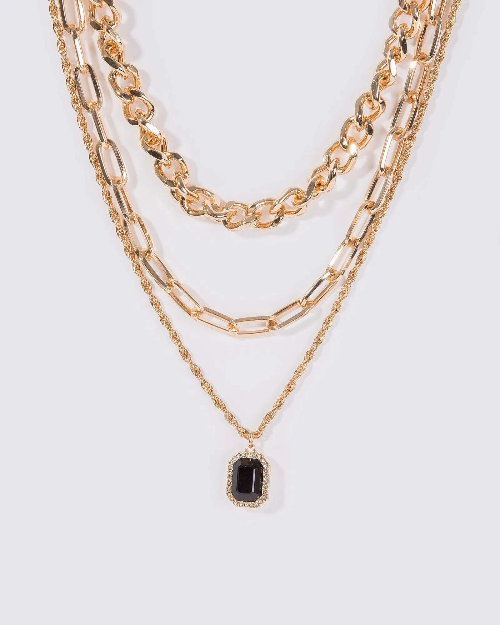 Black Chunky Chain Layer Necklace