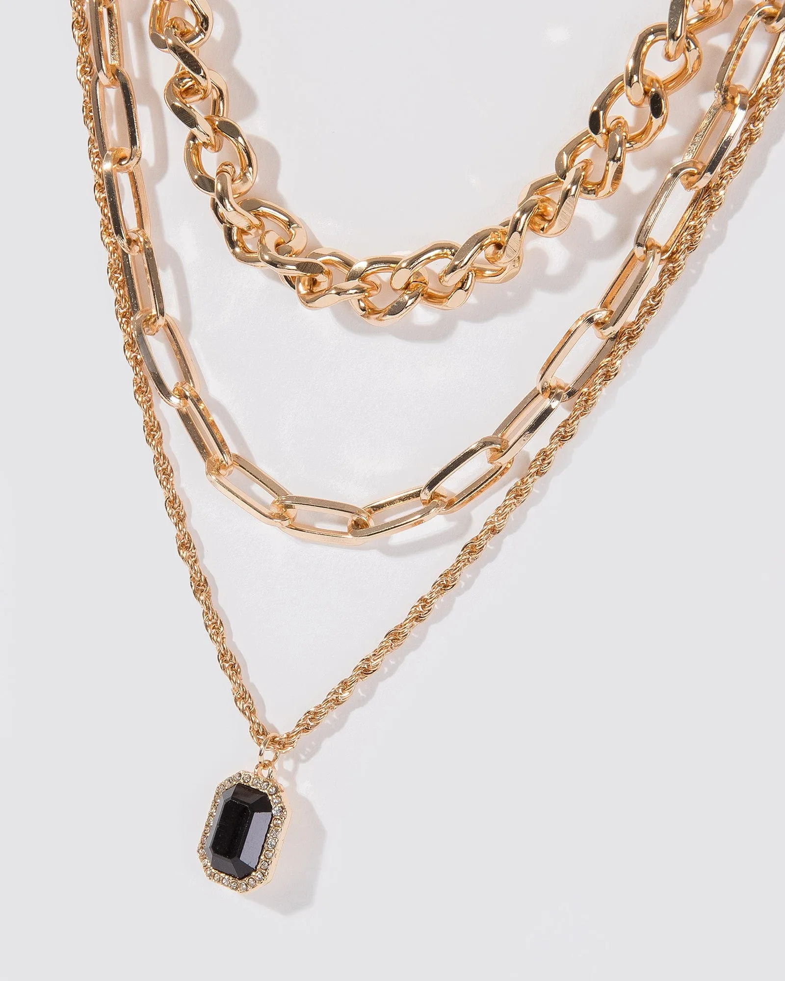 Black Chunky Chain Layer Necklace