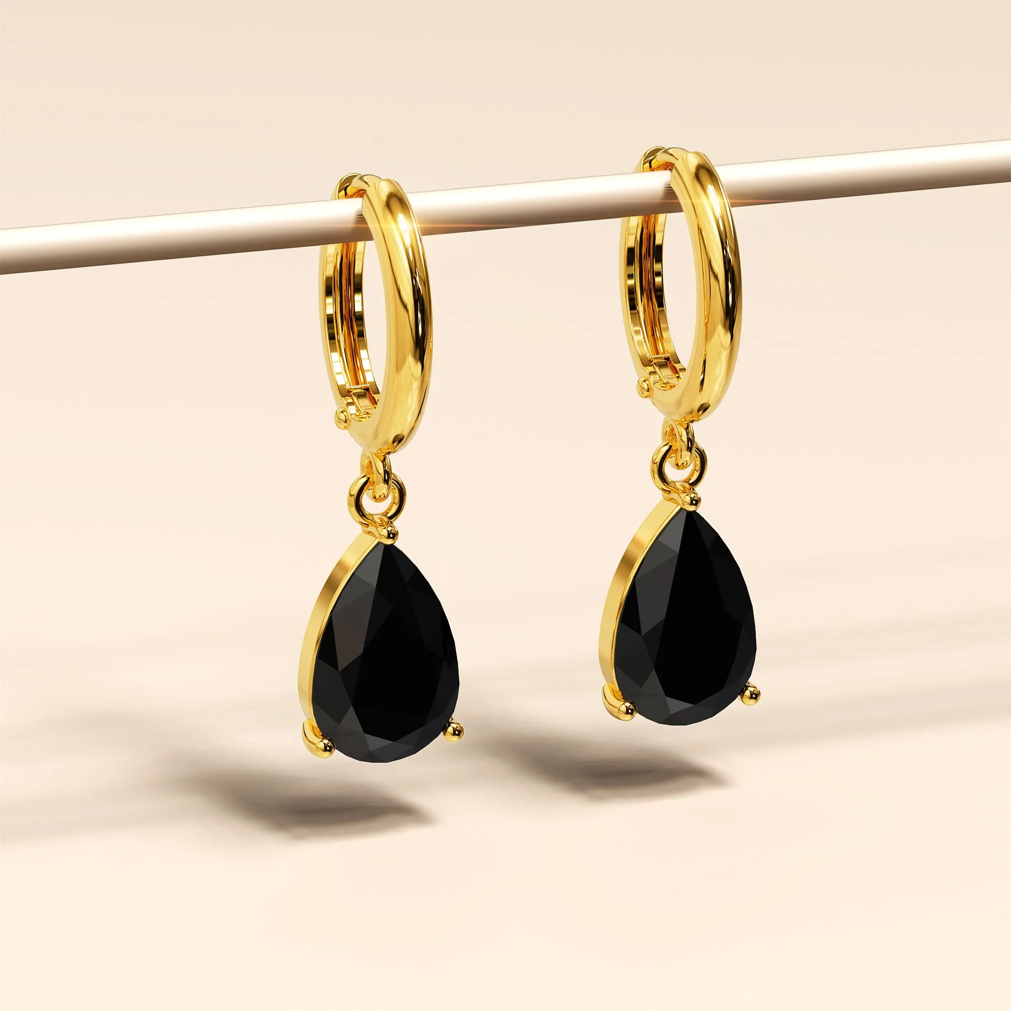 Black Pear Drop Earrings