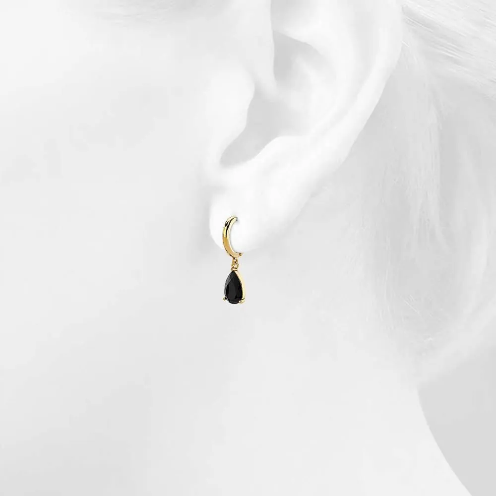 Black Pear Drop Earrings