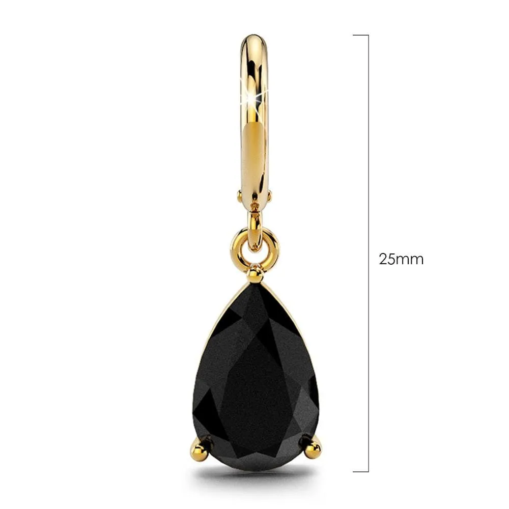 Black Pear Drop Earrings