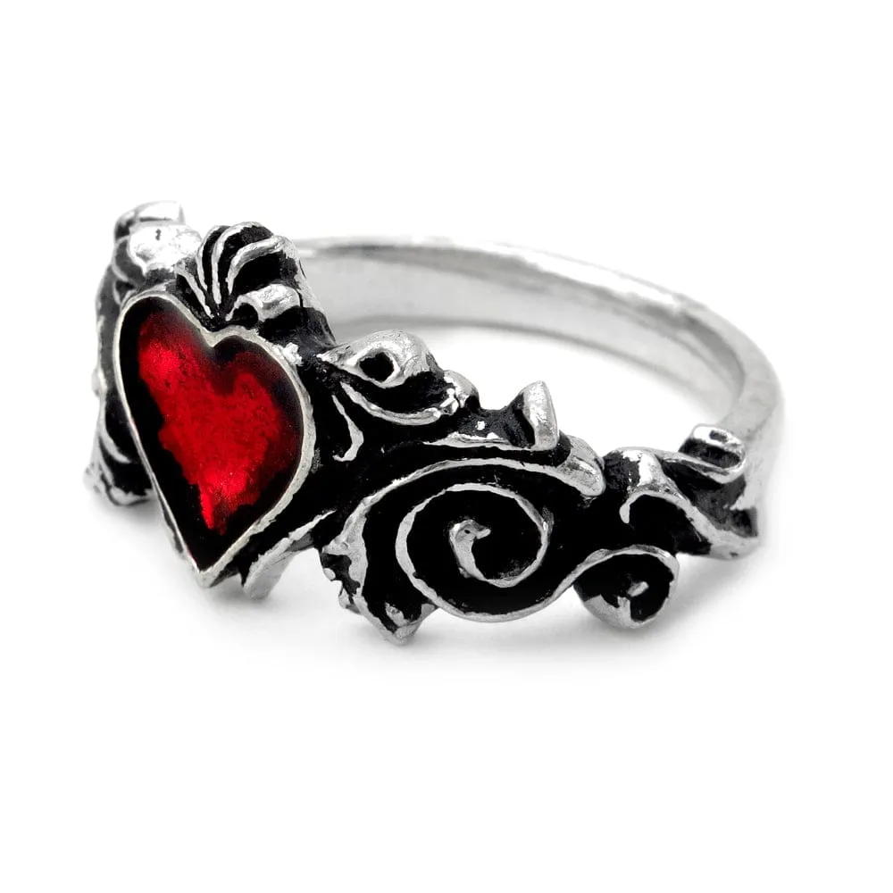 Blood Red Heart Betrothal Ring