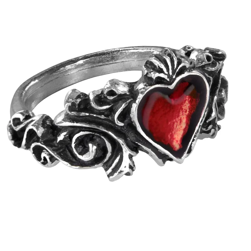 Blood Red Heart Betrothal Ring