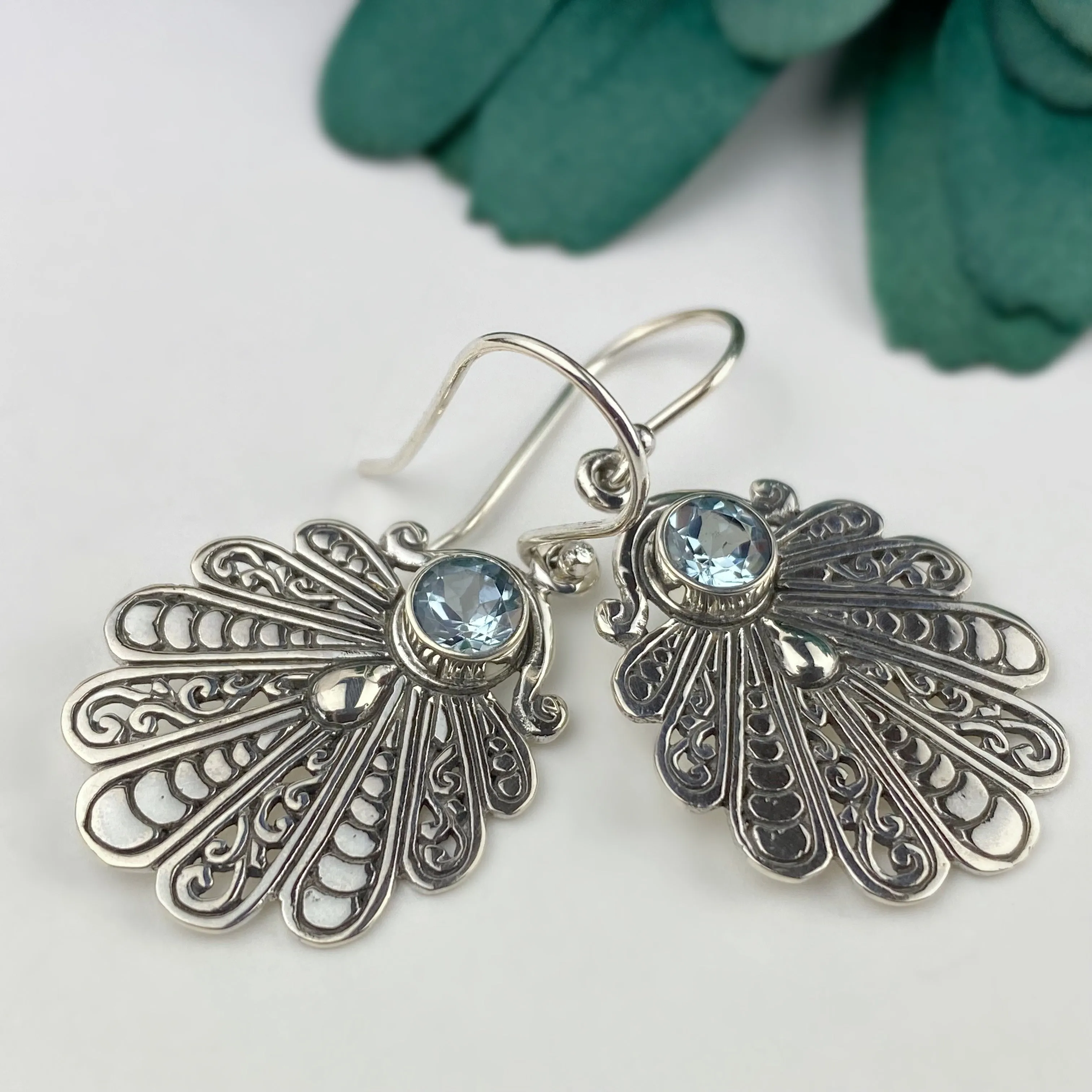 Blue Fan Earrings - VE692