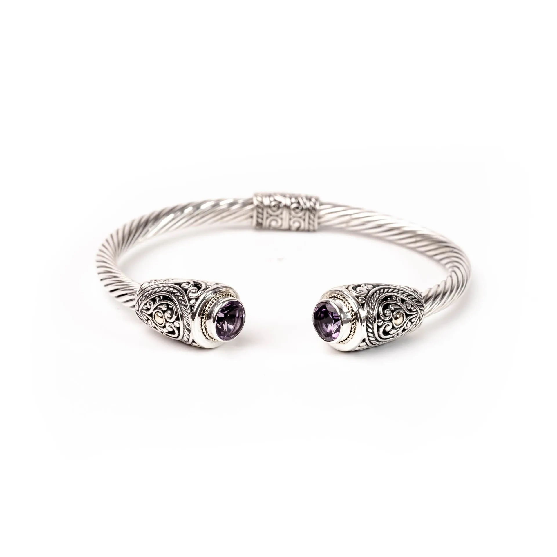 Bracelette Amethyst Two Tone Rhodium