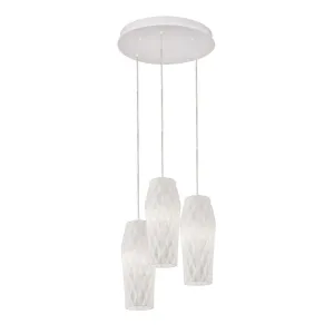 Candace 18 in. 3 Lights Pendant Light Satin Nickel Finish Opal Shade