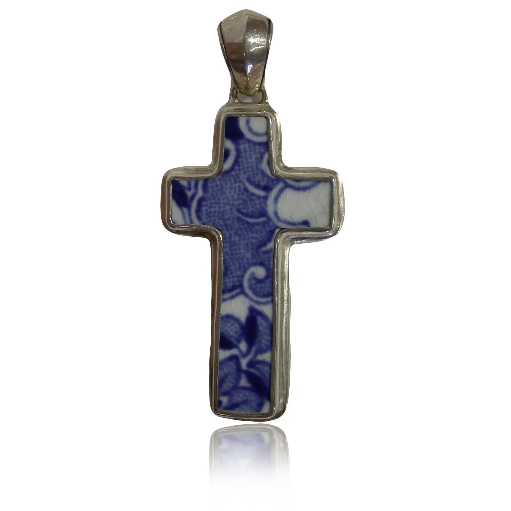 Ceramic Cross in Sterling Silver