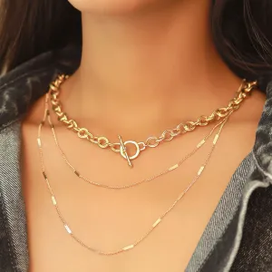 Chunky Bold Gold-Toned Chain Link Layered Necklace