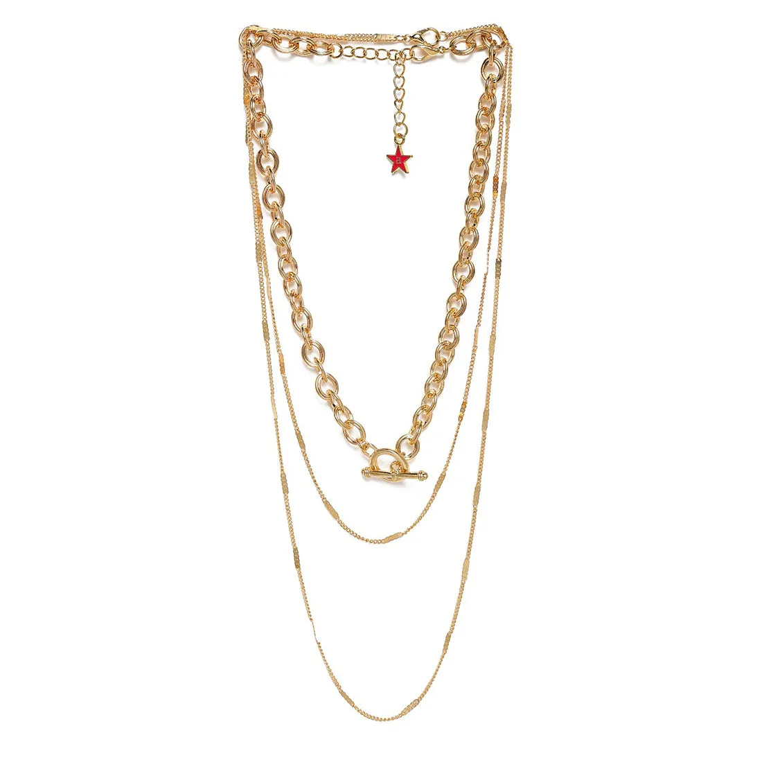 Chunky Bold Gold-Toned Chain Link Layered Necklace