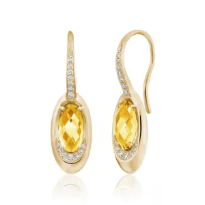 Citrine Earrings, 14Kt