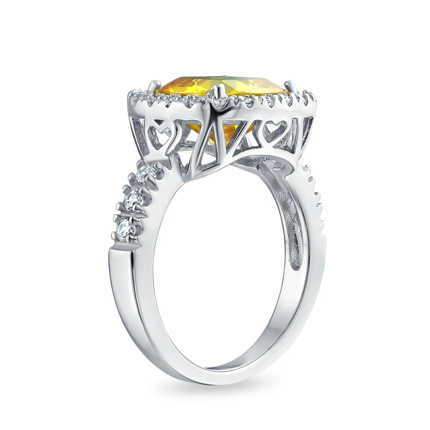 Classic 6CT Canary Yellow Halo Cushion Cut Engagement Ring Sterling Silver