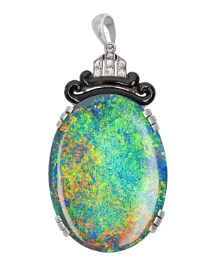 Classic Australian Black Opal Pendant, 26.04 Carats