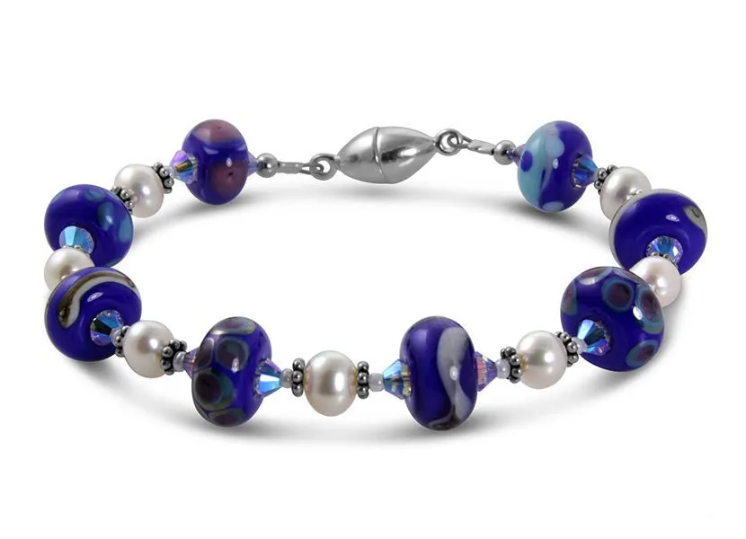 Cobalt Blue Lampwork Handmade Bracelet