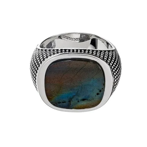 Cross Etched Labradorite Sterling Silver Ring I Jan Leslie