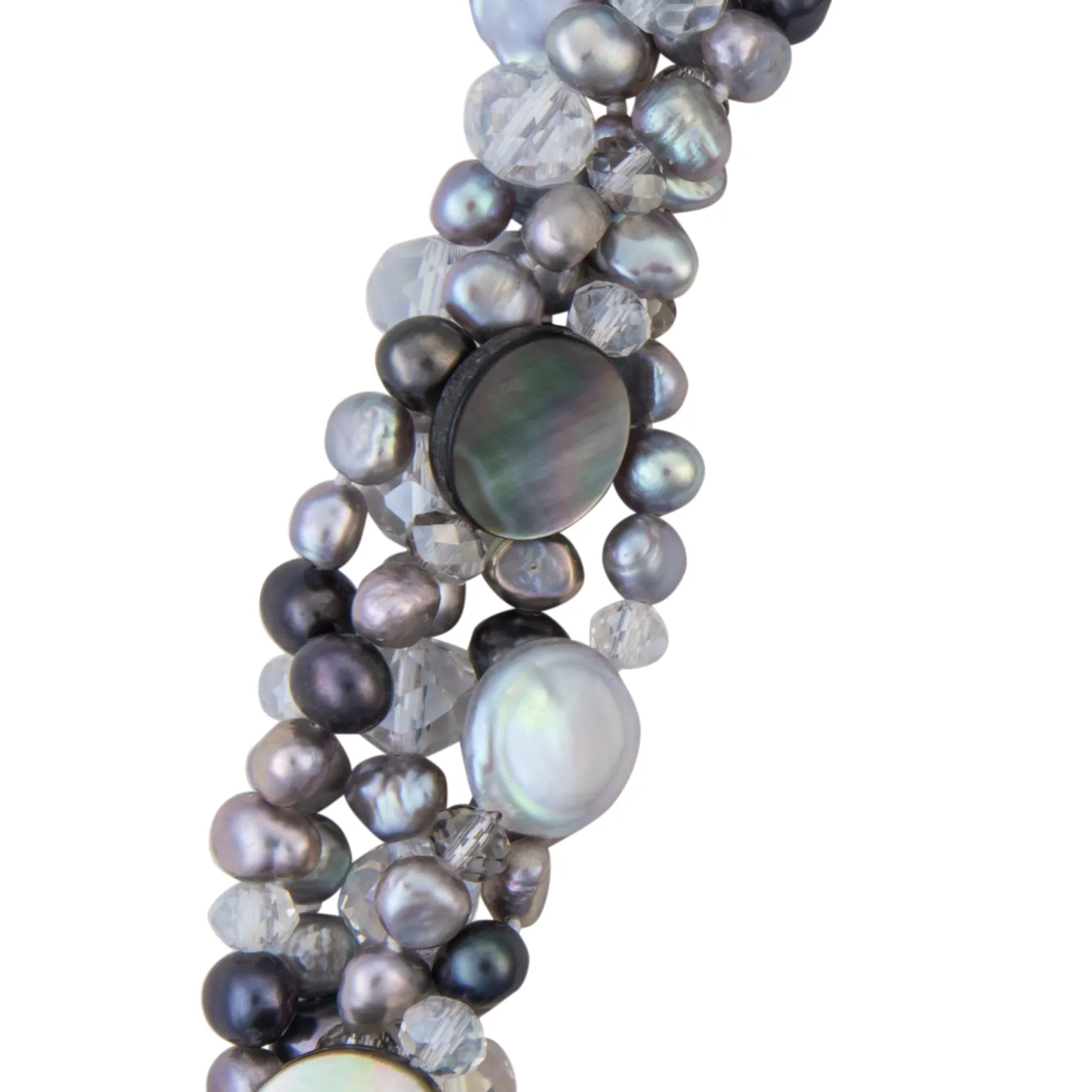 Crystal and freshwater pearl chunky necklace