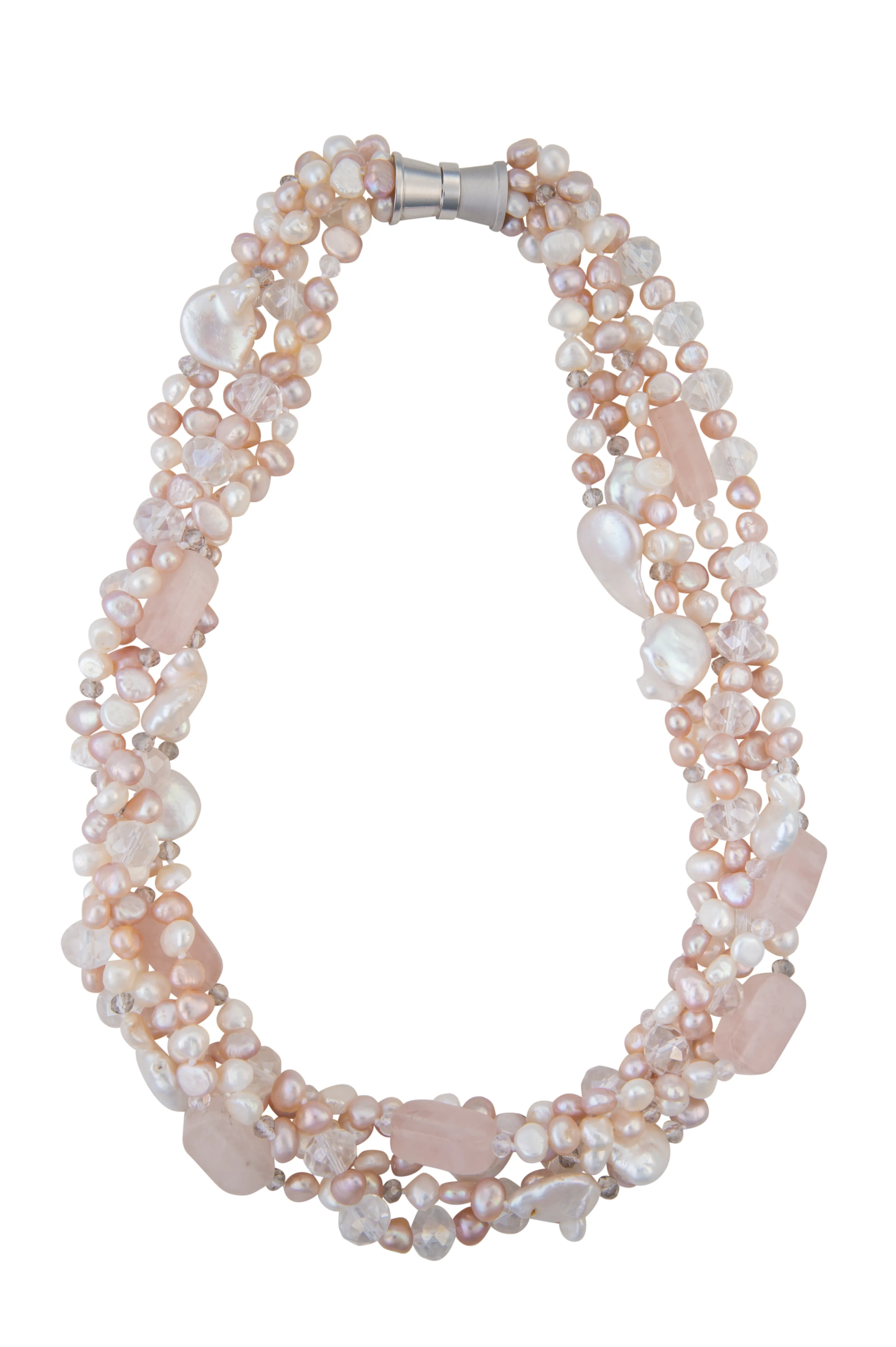 Crystal and freshwater pearl chunky necklace