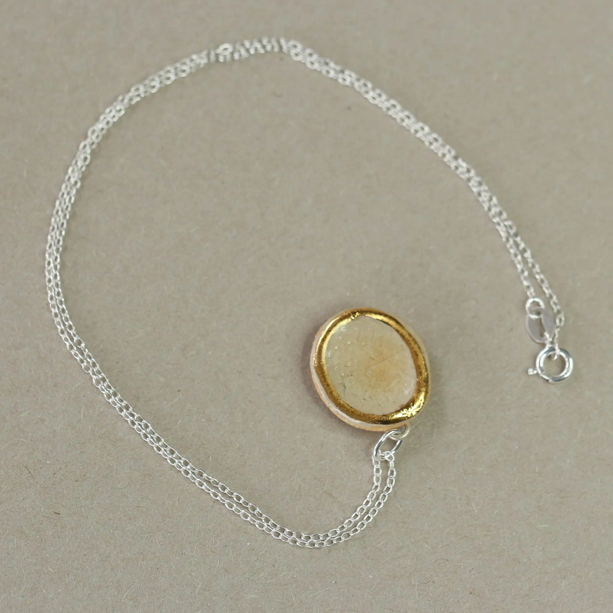 Crystal Pool Oval Sterling Silver Pendant