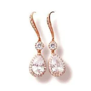 CZ Rose Gold Drop Earrings Dangle