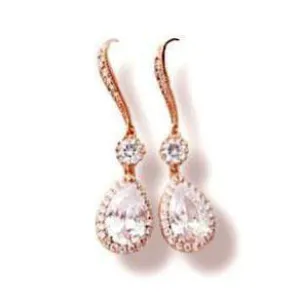 CZ Rose Gold Drop Earrings Dangle