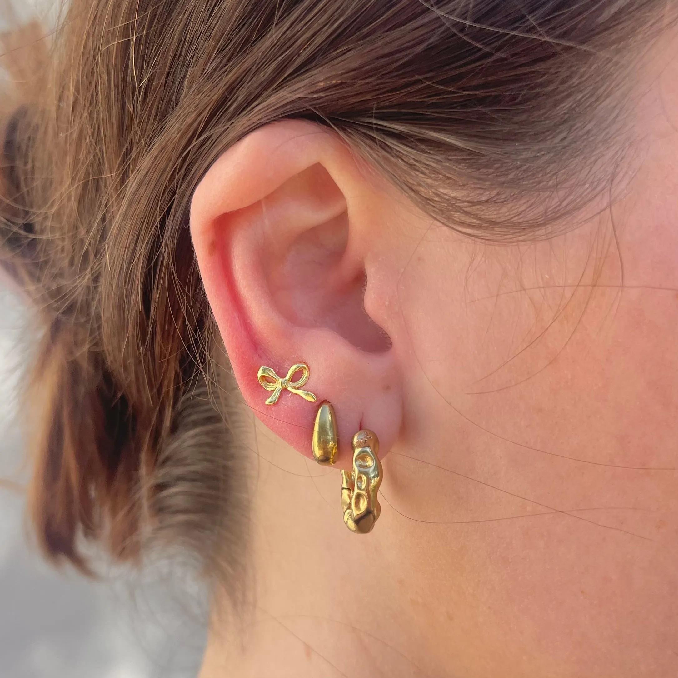 Dainty Bow Studs-Gold