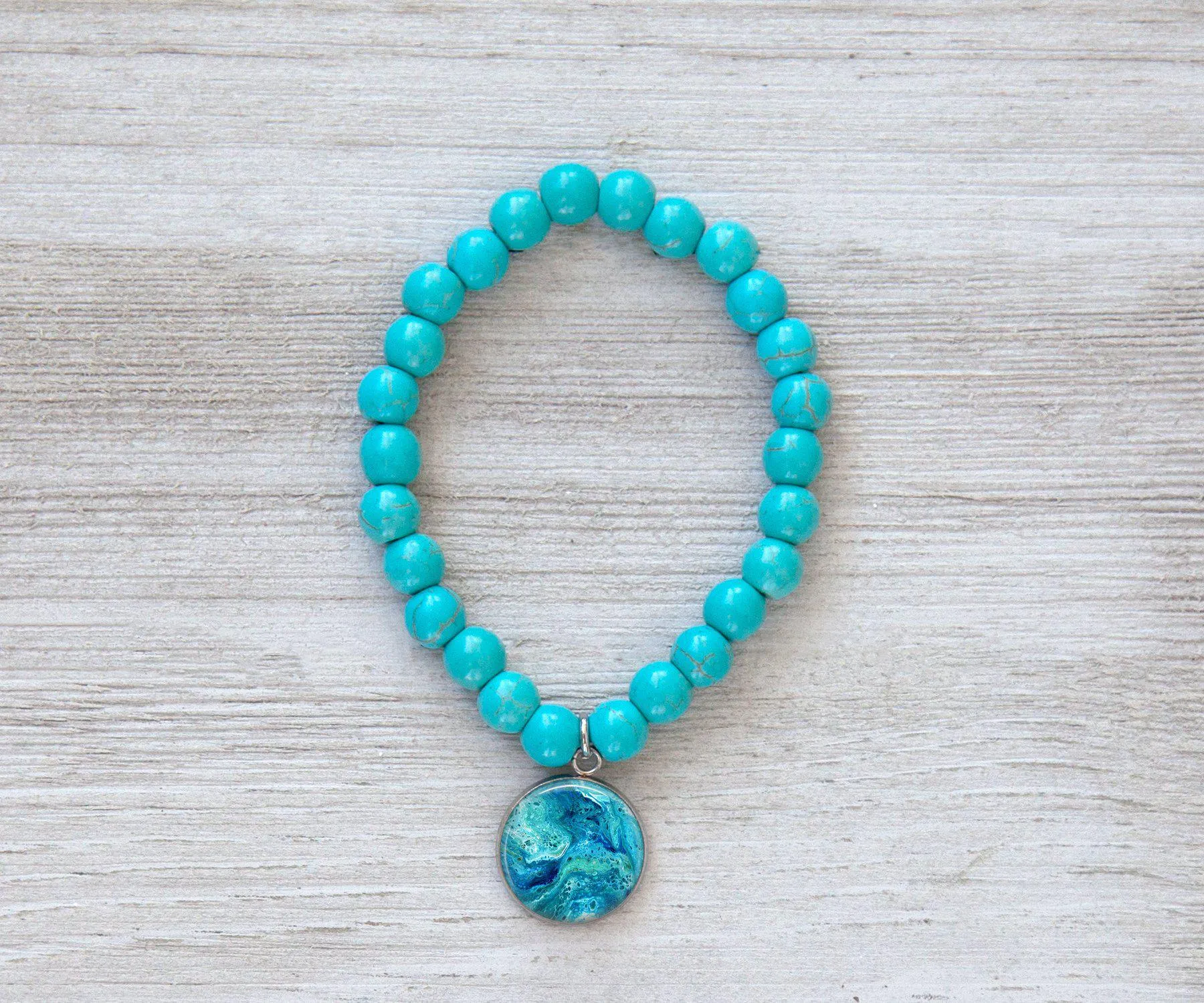 Deep Serenity Turquoise Beaded Bracelet | Handmade Beach Jewelry