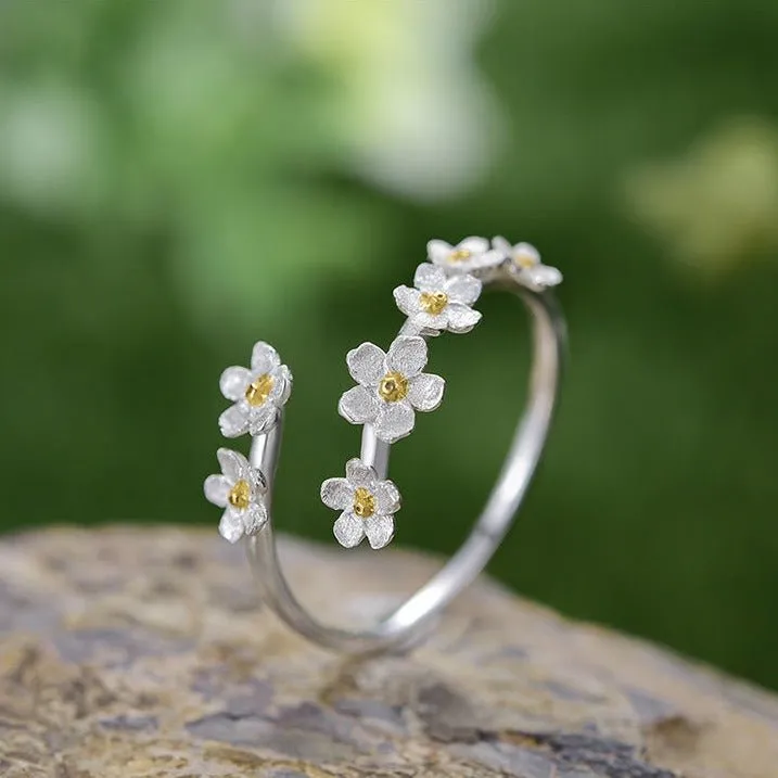 Delicate Forget-Me-Not Flower Adjustable Ring