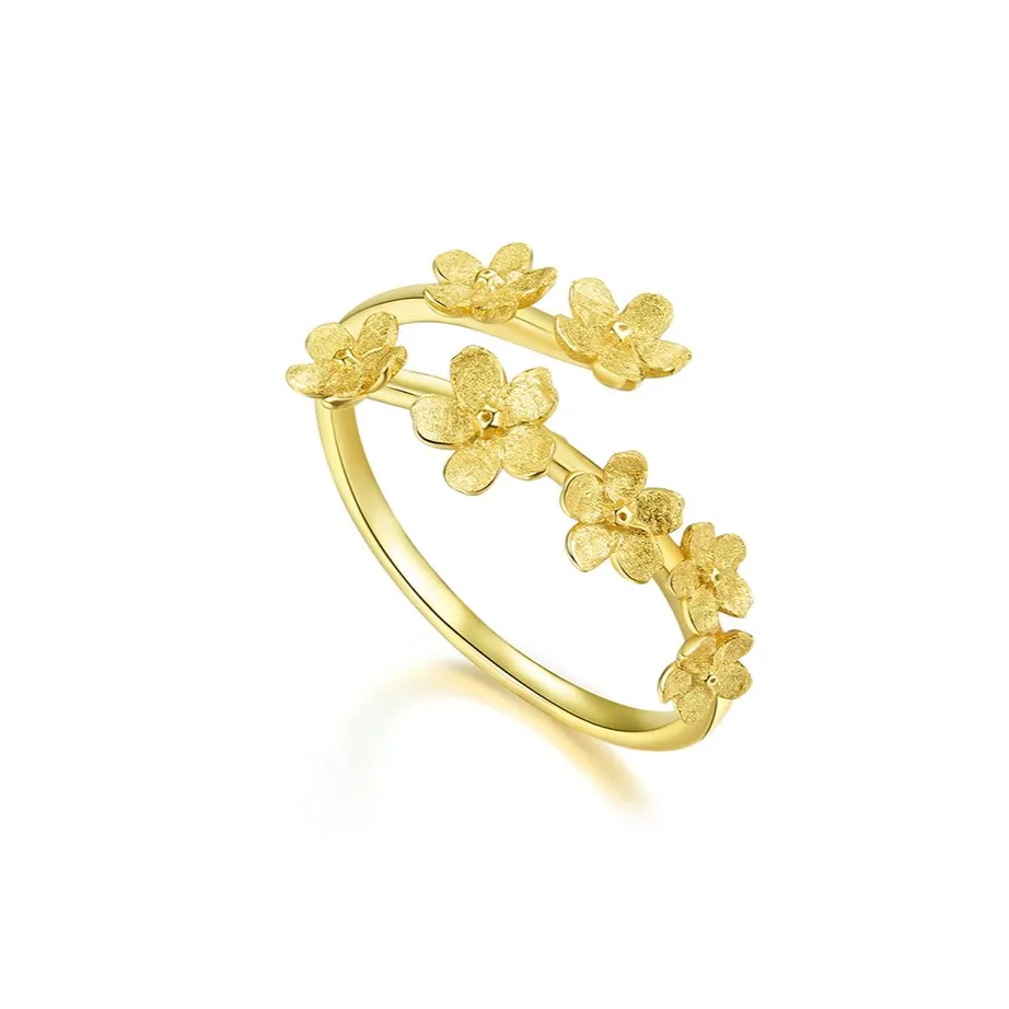 Delicate Forget-Me-Not Flower Adjustable Ring