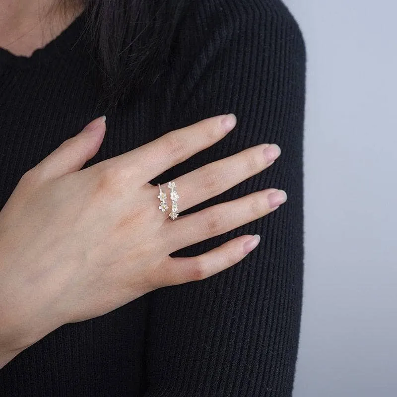 Delicate Forget-Me-Not Flower Adjustable Ring