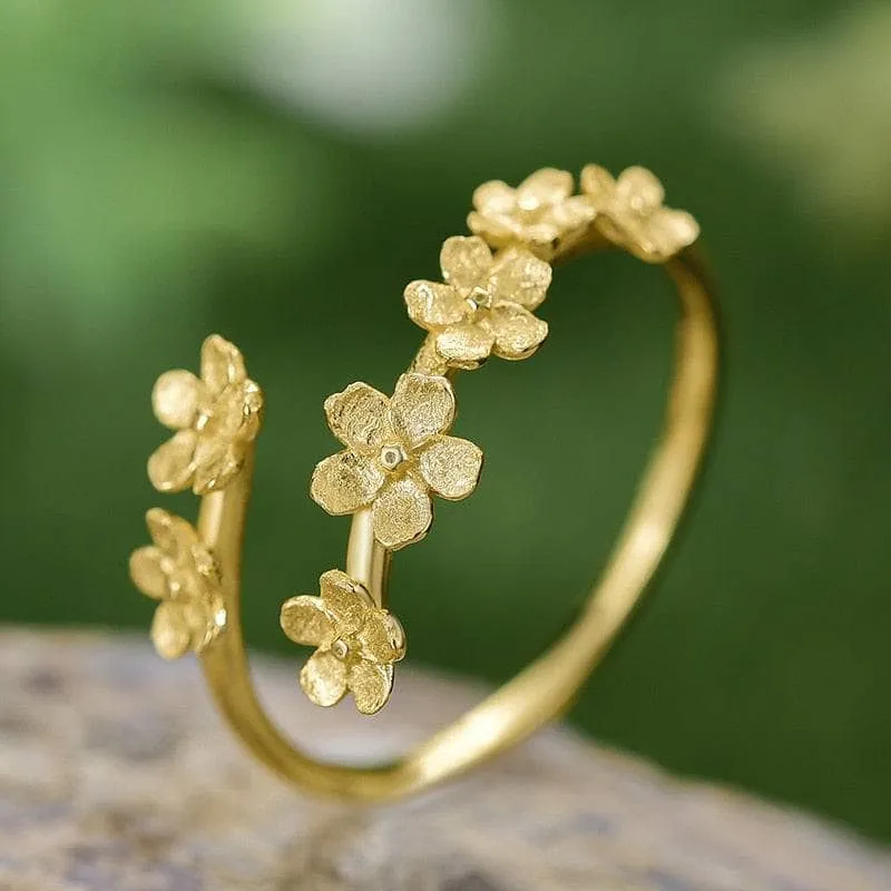 Delicate Forget-Me-Not Flower Adjustable Ring