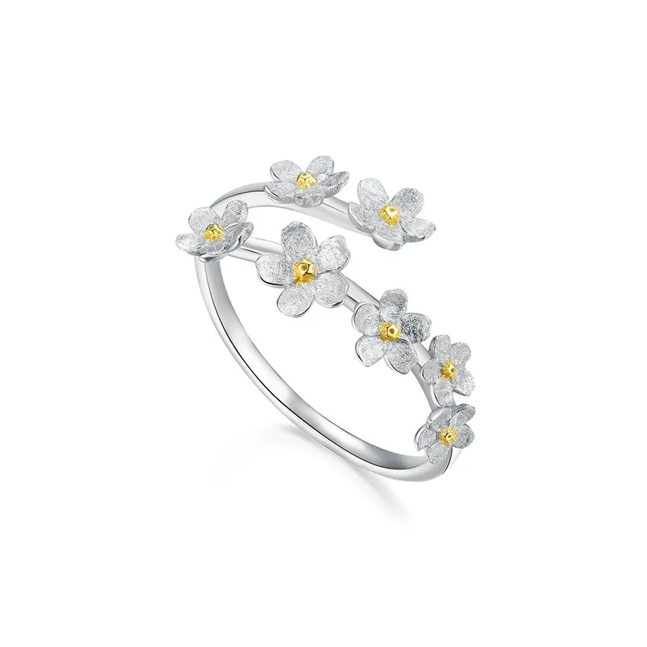 Delicate Forget-Me-Not Flower Adjustable Ring