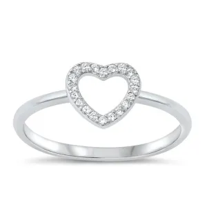 Delicate silver heart ring