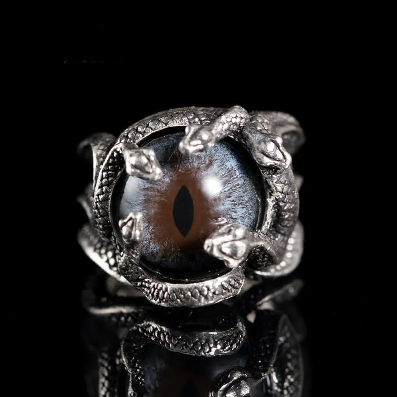 Devil's Eye Sterling Silver Snake Ring