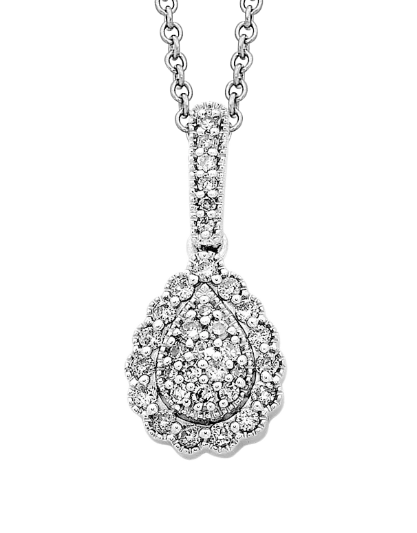 Diamond Pendant - 9ct White Gold Diamond Cluster Pendant - 752471