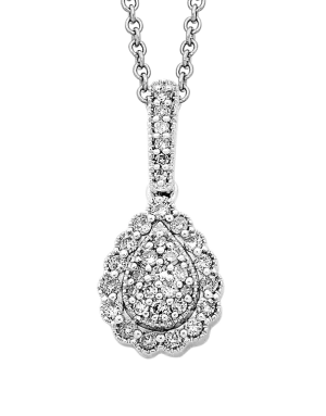 Diamond Pendant - 9ct White Gold Diamond Cluster Pendant - 752471