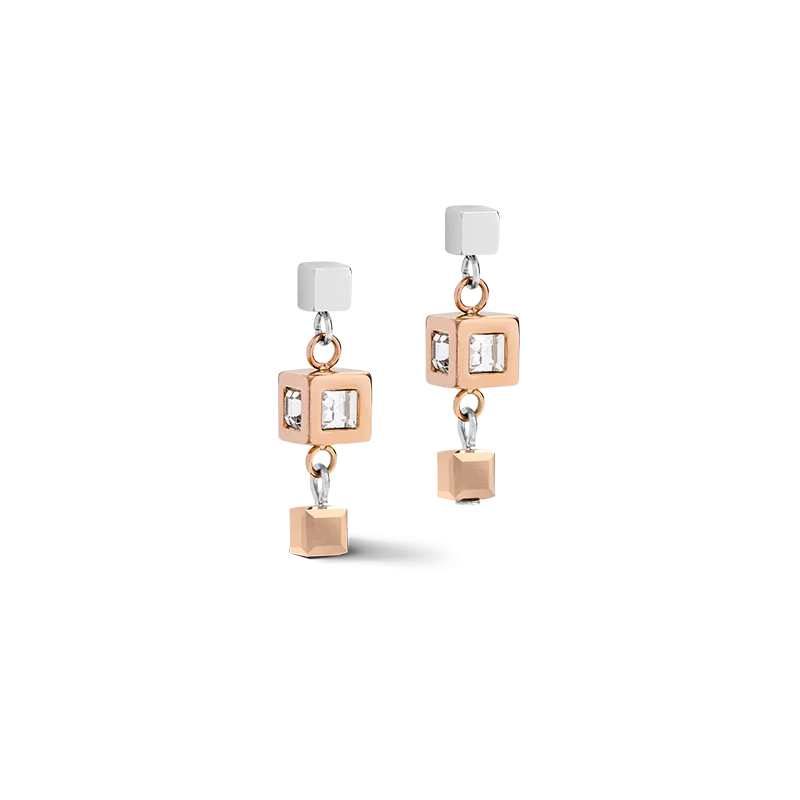 Earrings GeoCUBE® cluster rose gold