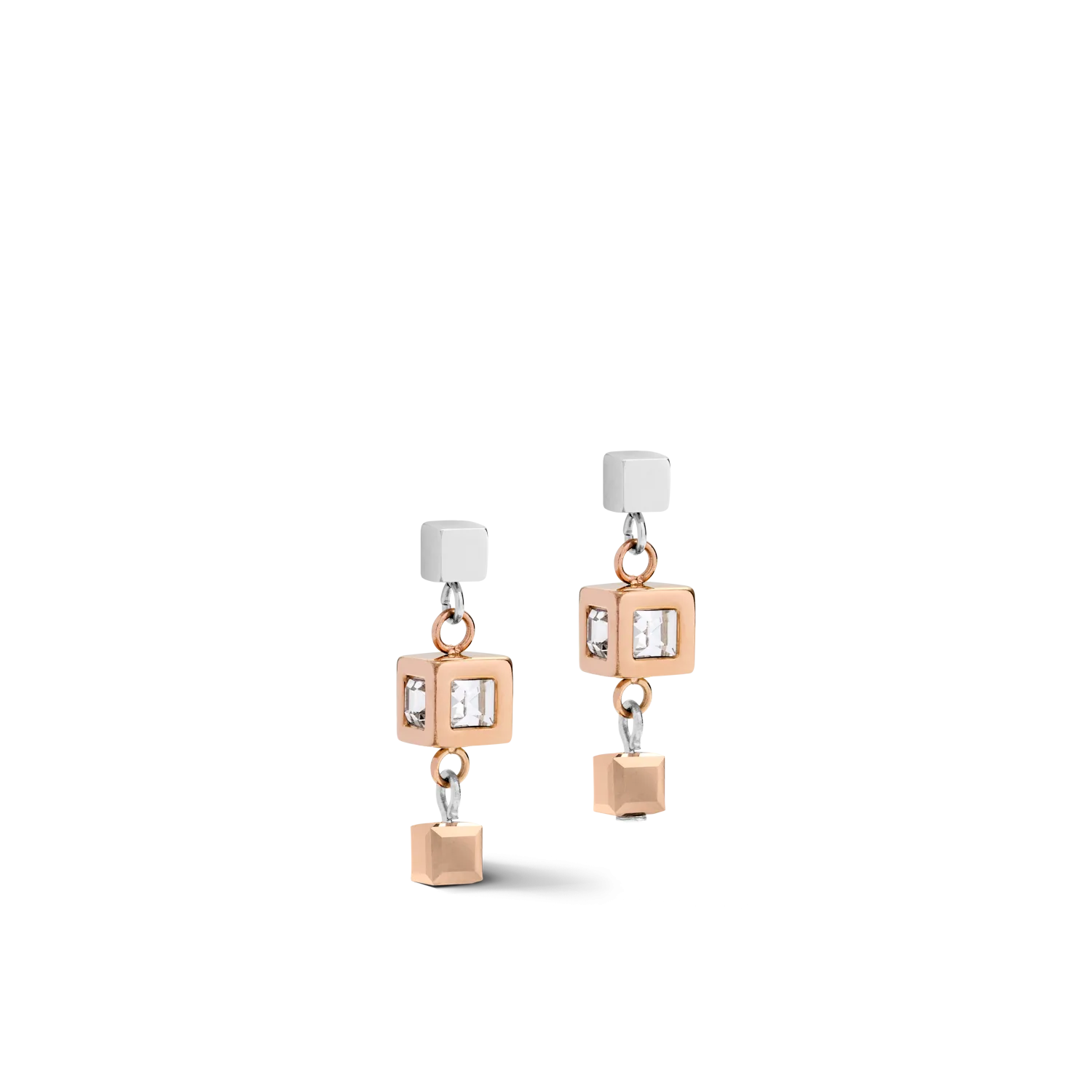 Earrings GeoCUBE® cluster rose gold