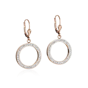 Earrings Ring Crystals pavé & stainless steel rose gold & crystal