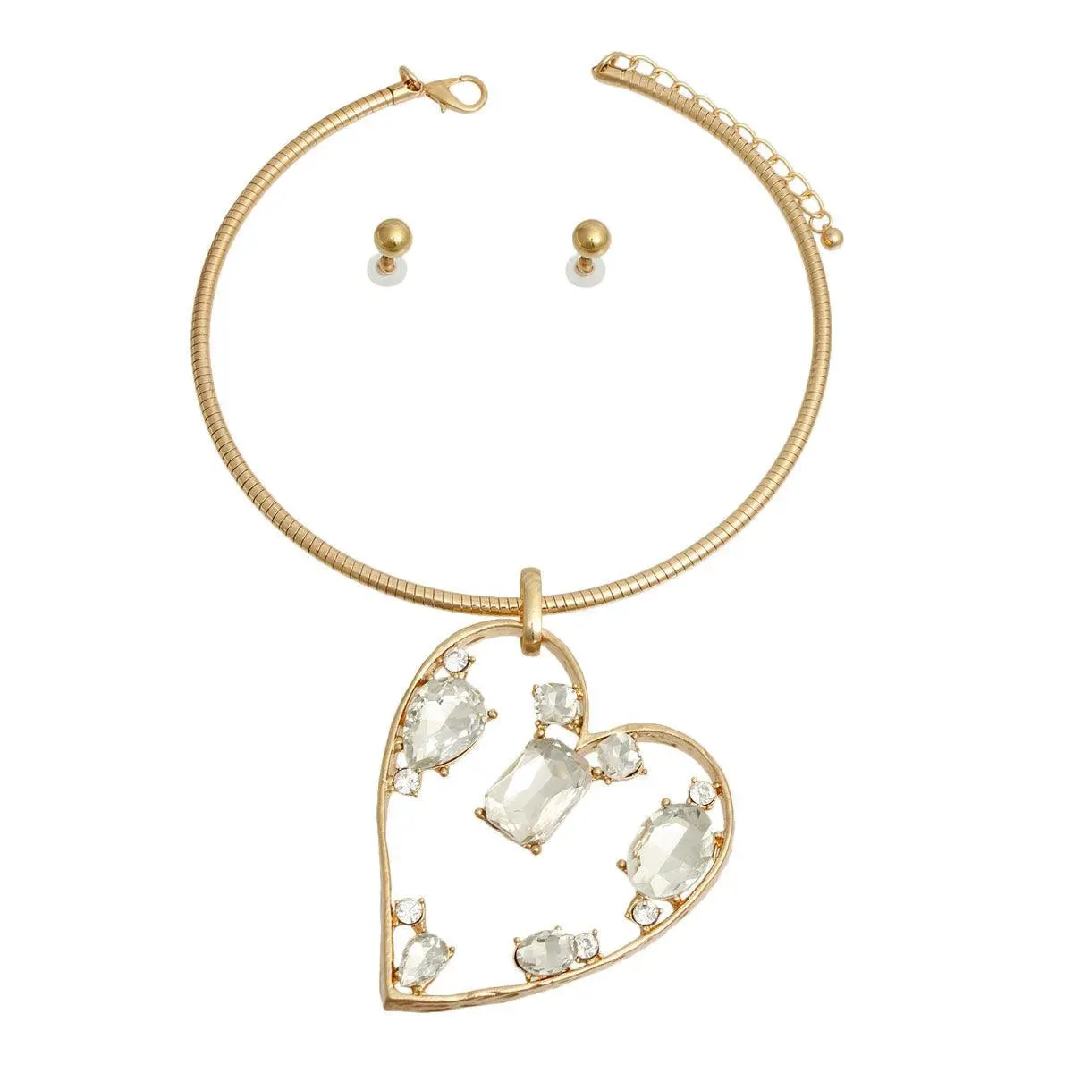 Elevate Your Elegance with the Clear Heart Necklace Set