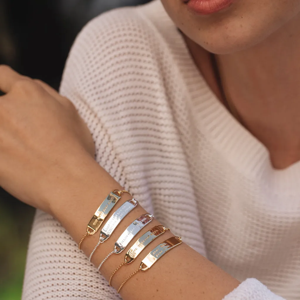 Engraved Fortune Bracelet: Let go and let the universe do its thing. - Silver