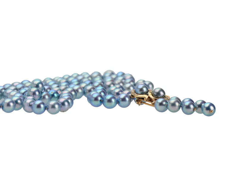 Estate Elegant Blue Gray Strand of Pearls