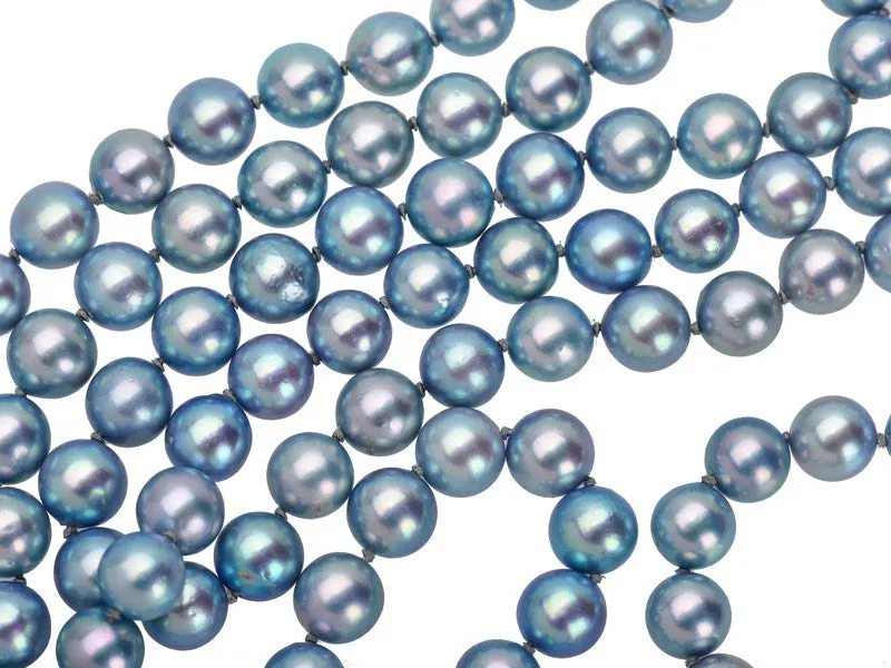 Estate Elegant Blue Gray Strand of Pearls